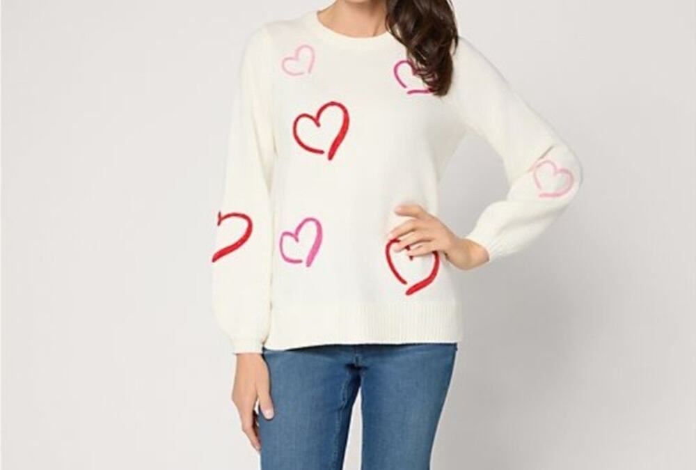 Belle Kim Gravel Size Small Cream Take Heart Chenille Trim Sweater A714174 NWOT